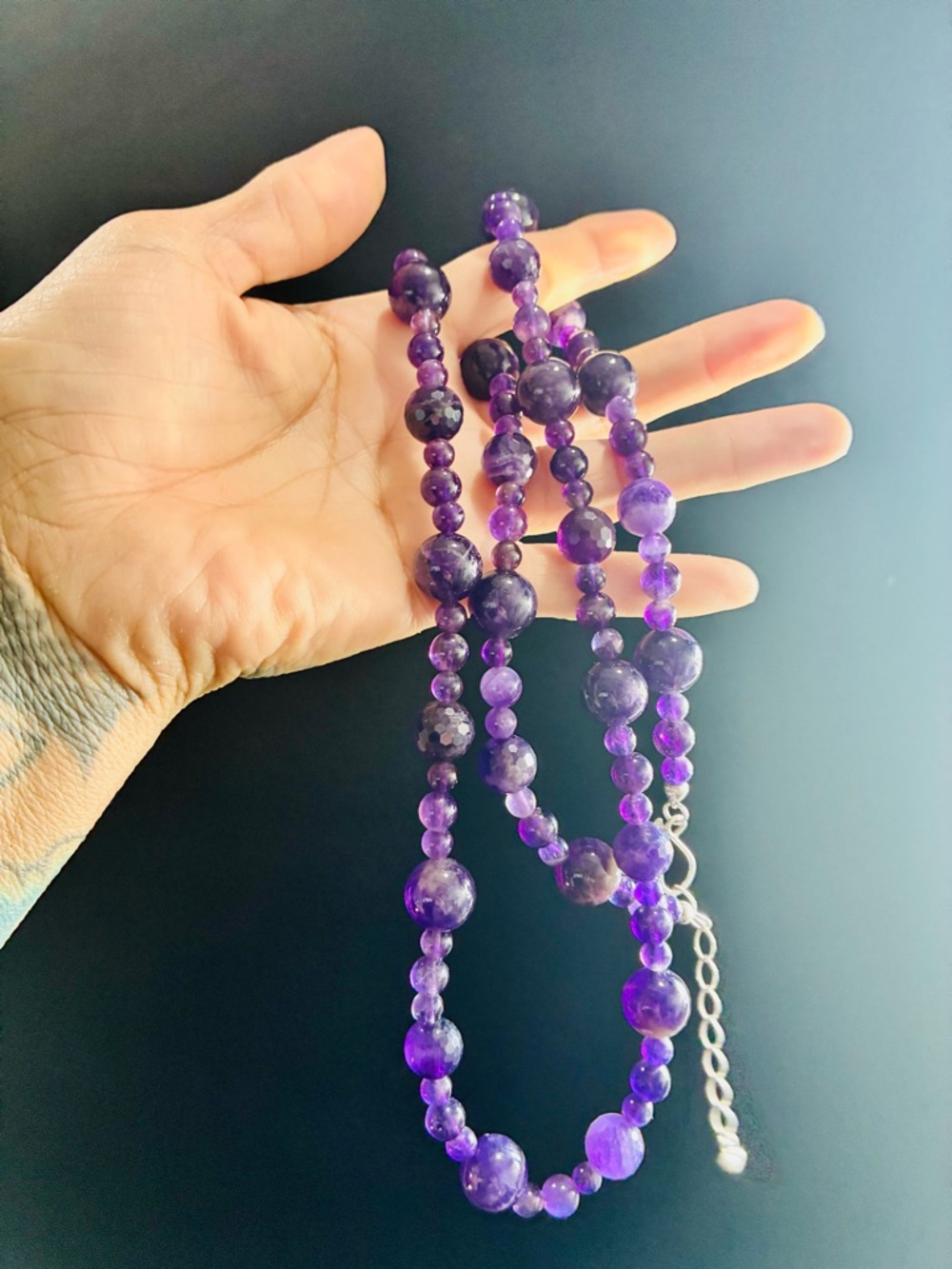 Jay King DTR 925 37” Long Amethyst Gemstone Graduated Faceted Bead Necklace EUC